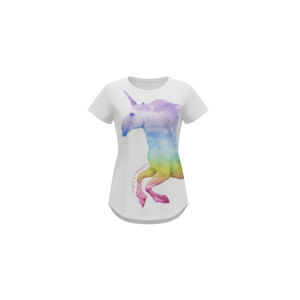 Joe Fresh Graphic Tee Girls XL White Rainbow Unicorn Anything Is Possible Shirt